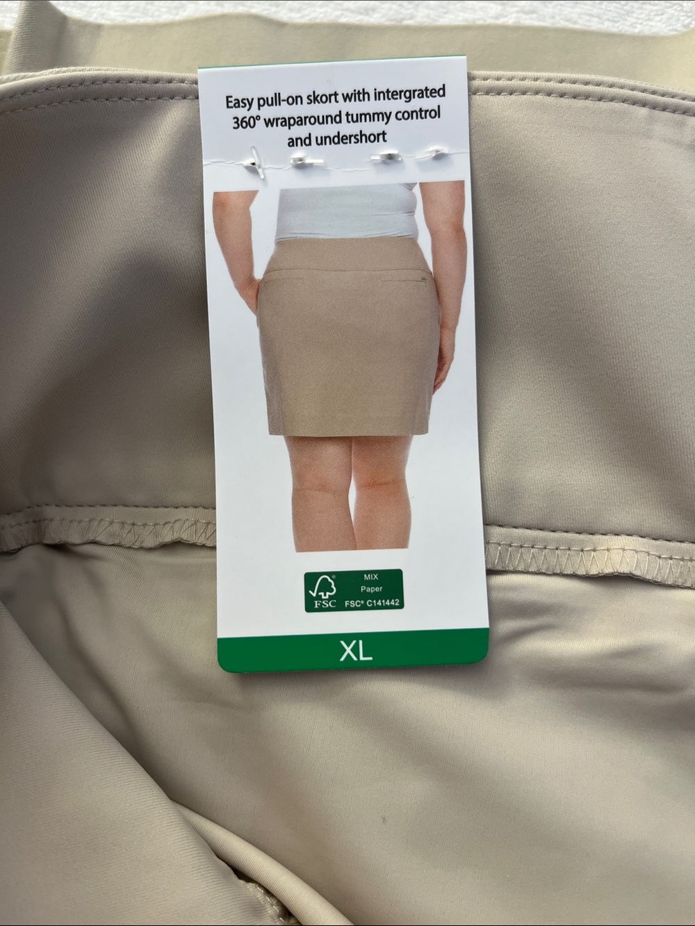 Up! Pull-On Mini Skort in Tan with Tummy Control - Picture 9 of 14